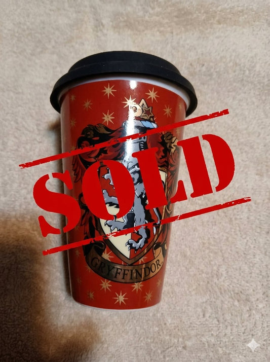 Harry Potter Gryffindor Double Wall Ceramic Tumbler W/Lid