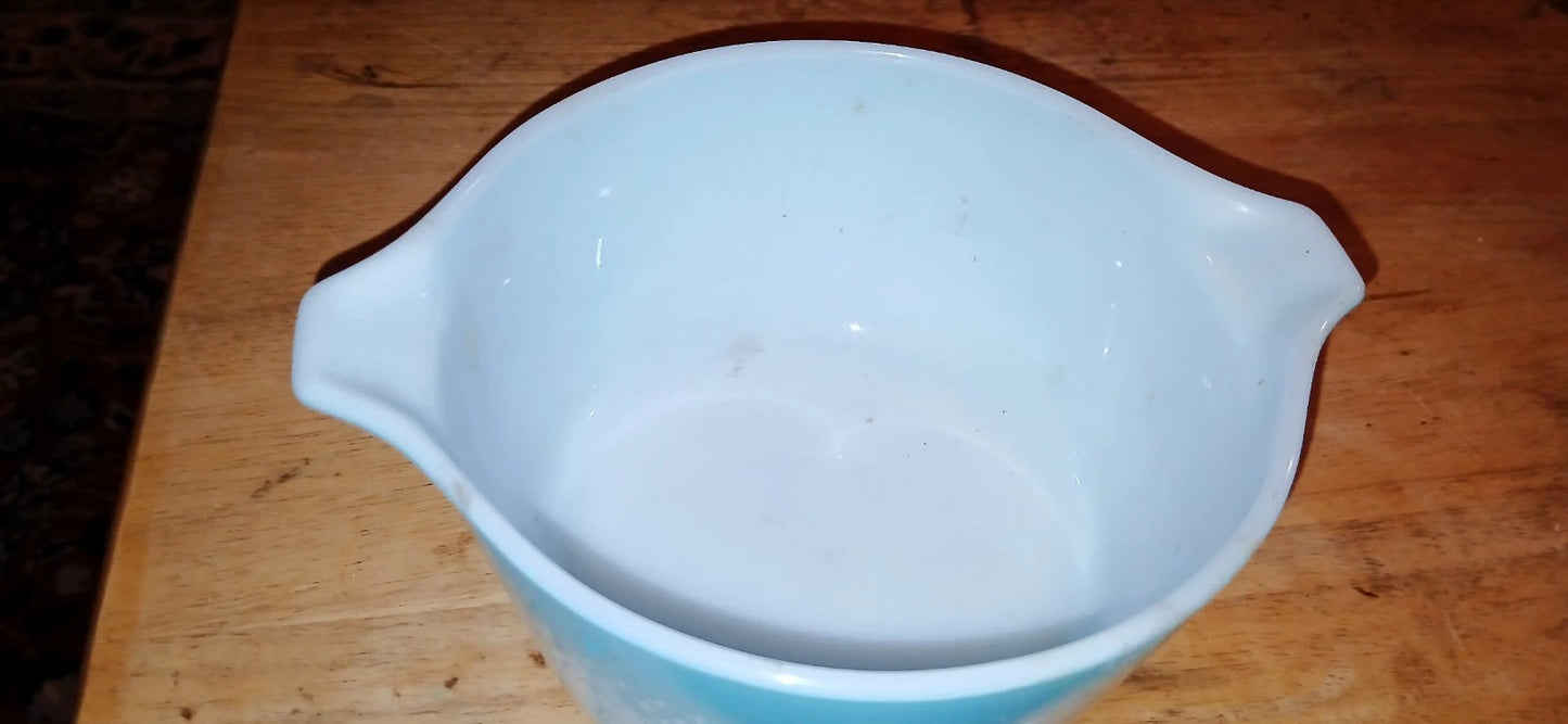Vintage Pyrex Glass Blue Amish Country 1 Qt Casserole Dish
