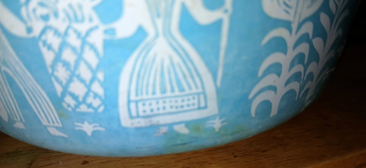 Vintage Pyrex Glass Blue Amish Country 1 Qt Casserole Dish