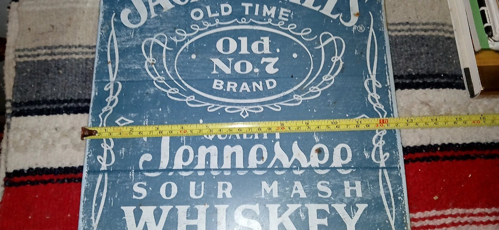Vintage Jack Daniel's Old Time Old #7 Tennessee Whiskey Tin Sign — "The Blue One"