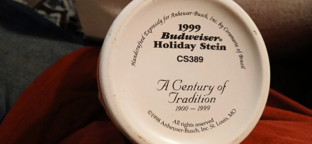 Budweiser 1999 Holiday Ceramic Stein "A Century of Tradition 1900–1999"