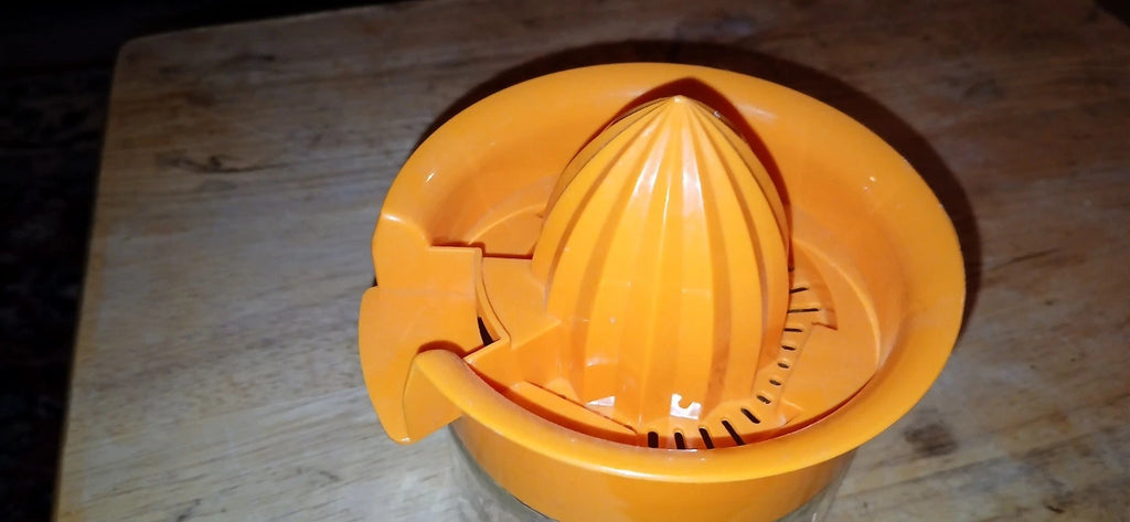 Vintage  antique collectable Juice Juicer Orange Lemon Citrus Reamer Squeezer Jar Glass Orange Top