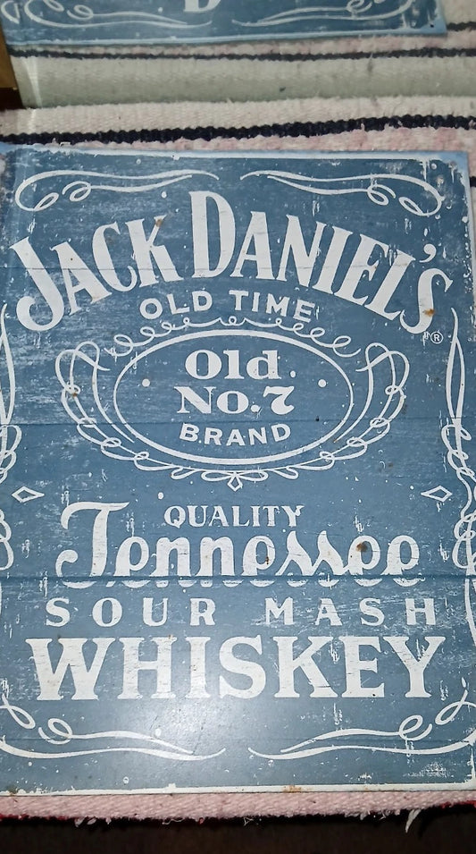 Vintage Jack Daniel's Old Time Old #7 Tennessee Whiskey Tin Sign — "The Blue One"