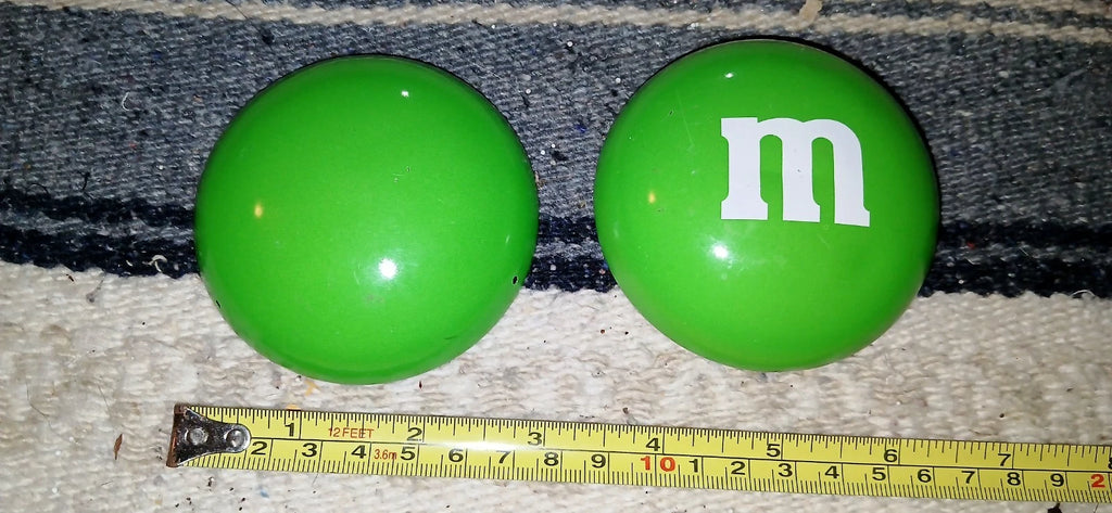 3" Metal Green M&M Container — Dings