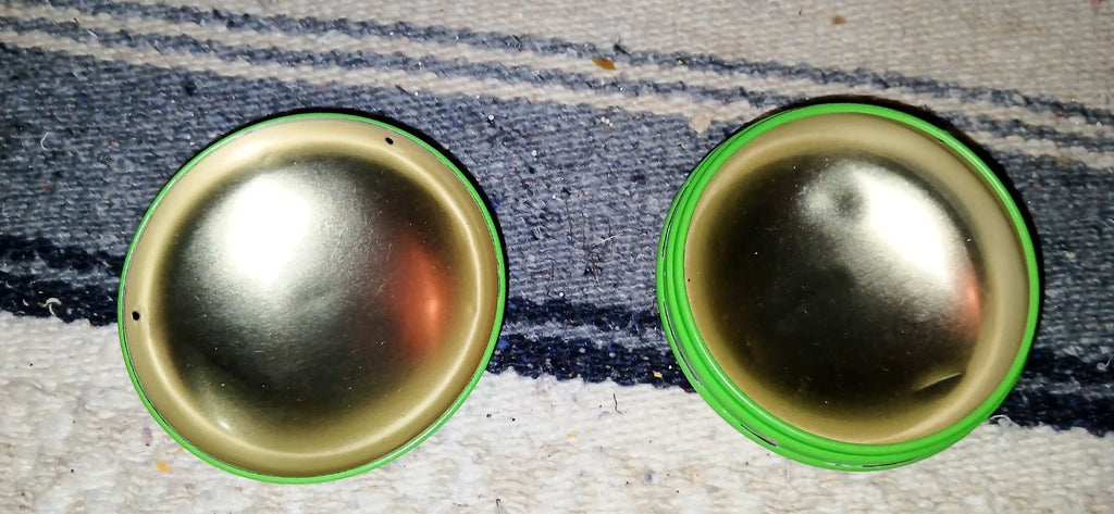 3" Metal Green M&M Container — Dings