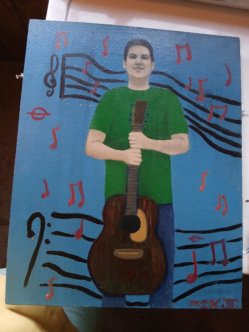 16x20 Portrait — Nephew Peter, First Day Guitar Lesson