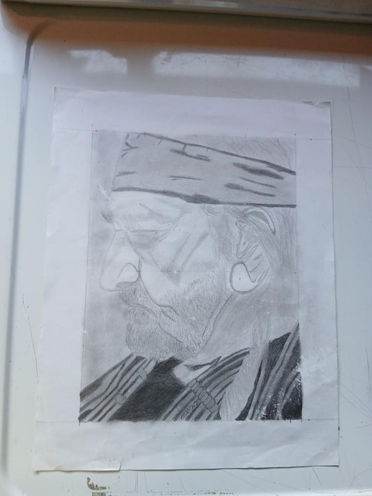 Drawing of Willie Nelson